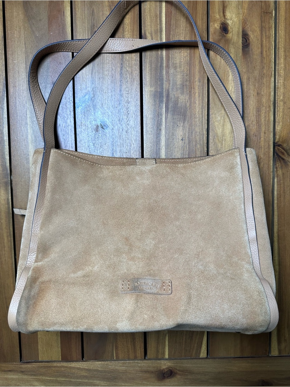 Suede Slouchy Shoulder Bag in Camel Brown - Picture 2 of 15